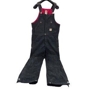 Carhartt Black R38 Bib Overalls Cotton Duck Fully Lined Red Quilt 38 x 34